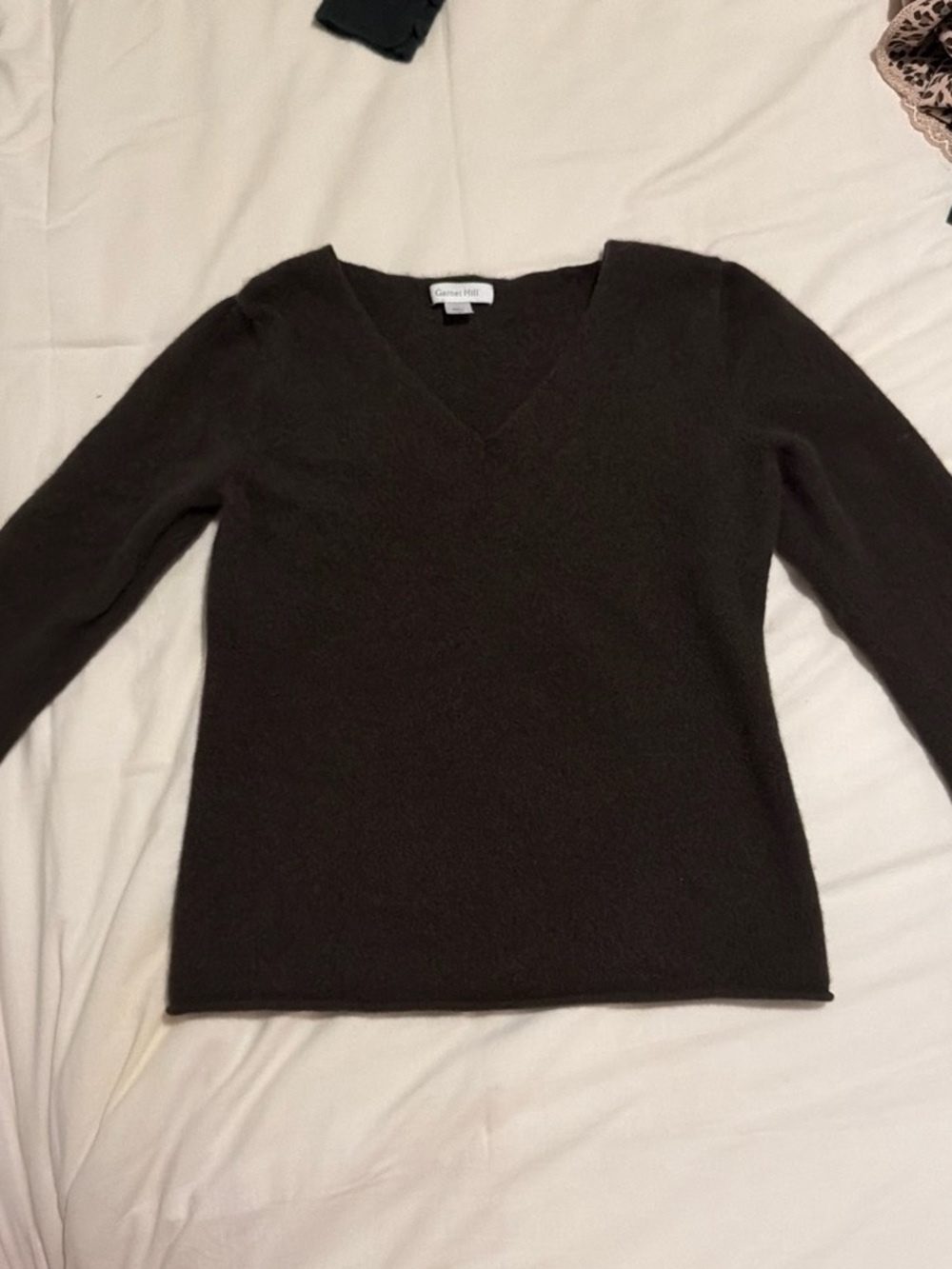 Garnet Hill Dark Brown V-Neck Sweater
